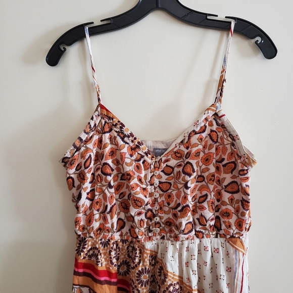 Aerie Boho Spaghetti Strap Midi Dress Mixed Pattern Summer Dress Size Large - Picture 2 of 10